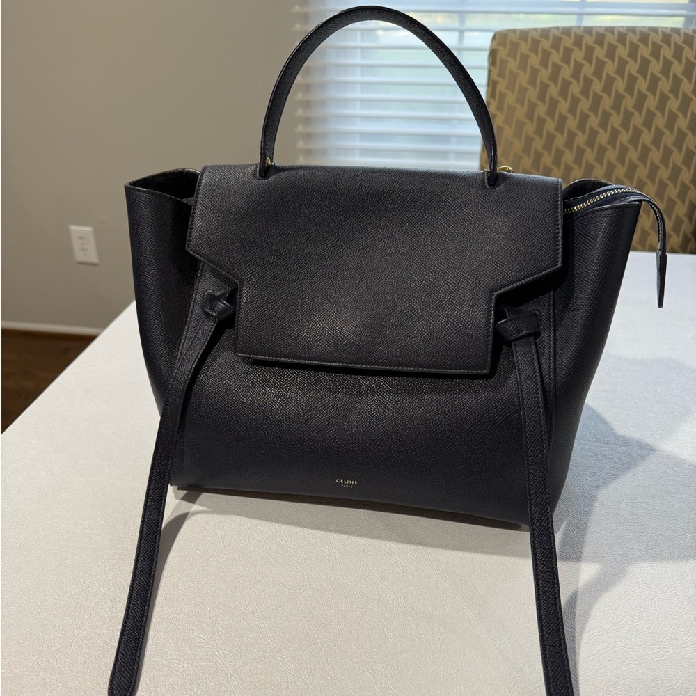 CELINE MINI BELT BAG IN GRAINED CALFSKIN IN MIDNIGHT